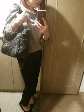 「黒パンツ」｜RIEさん（レディース・163cm）の秋コーディネート