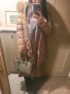 「福袋コーデ」｜「アイテム（ワンピース/ドレス）」を使った、RIEさん（レディース・163cm）の冬コーディネート