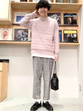 ピンク系のアイテムを使った グレンチェック柄パンツ のメンズ人気ファッションコーディネート Wear