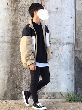 「KANGOL（カンゴール）のアイテム（ナイロンジャケット）」を使った、シダ。さん（メンズ・162cm）の春コーディネート