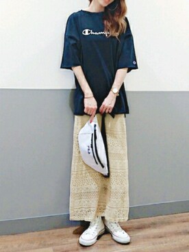 「FILA（フィラ）のアイテム（バッグ）」を使った、asukaさん（レディース・168cm）の春コーディネート