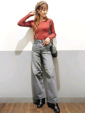 「Right-on（ライトオン）のアイテム（ハンチング/ベレー帽）」を使った、asukaさん（レディース・168cm）の秋コーディネート