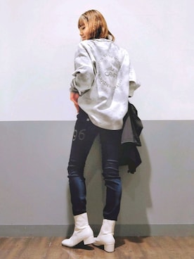 「G-STAR（ジースター）のアイテム（デニムパンツ）」を使った、asukaさん（レディース・168cm）の冬コーディネート