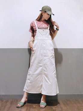 「アウトドアミックス」｜「アイテム（オールインワン・サロペット）」を使った、asukaさん（レディース・168cm）の春コーディネート