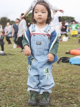 「トイストーリー」｜「アイテム（サロペット/オーバーオール）」を使った、zenさん（キッズ・90cm）の春コーディネート