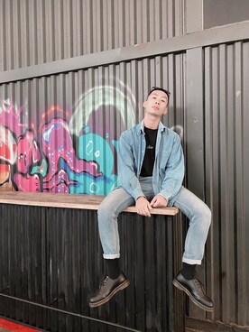 「5（ファイブ）のアイテム（パンツ）」を使った、小潘さん（メンズ・176cm）の夏コーディネート