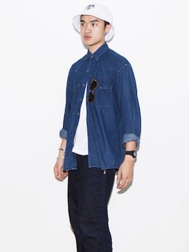 「STUSSY（ステューシー）のアイテム（ハンチング/ベレー帽）」を使った、nikinikさん（メンズ・170cm）の秋コーディネート