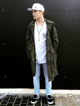 「TOPMAN（トップマン）のアイテム（ミリタリージャケット）」を使った、nikinikさん（メンズ・170cm）の夏コーディネート