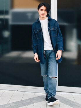 「TOPMAN（トップマン）のアイテム（Tシャツ/カットソー）」を使った、nikinikさん（メンズ・170cm）の春コーディネート