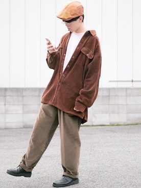 「Ruben（ルーベン）のアイテム（ハンチング/ベレー帽）」を使った、89さん（メンズ・168cm）の秋コーディネート