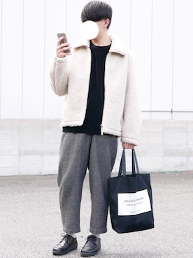 「beautiful people」｜「アイテム（ブルゾン）」を使った、89さん（メンズ・168cm）の冬コーディネート