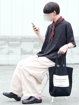 「beautiful people」｜「アイテム（財布/小物）」を使った、89さん（メンズ・168cm）の夏コーディネート