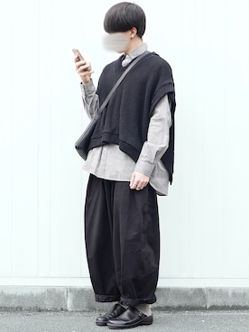 「MINUS（マイナス）のアイテム（トップス）」を使った、89さん（メンズ・168cm）の秋コーディネート