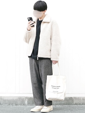 「beautiful people」｜「アイテム（ブルゾン）」を使った、89さん（メンズ・168cm）の冬コーディネート