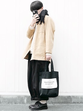 「HARE」｜「アイテム（モカシン/デッキシューズ）」を使った、89さん（メンズ・168cm）の冬コーディネート