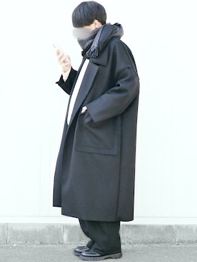 「my beautiful landlet（マイビューティフルランドレット）のアイテム（トレンチコート）」を使った、89さん（メンズ・168cm）の冬コーディネート