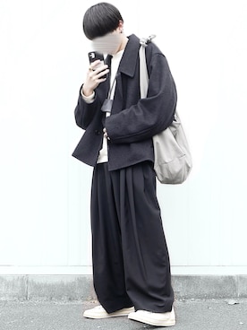「MONKEY TIME（モンキータイム）のアイテム（ピーコート）」を使った、89さん（メンズ・168cm）の冬コーディネート