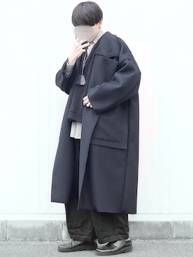 「my beautiful landlet（マイビューティフルランドレット）のアイテム（トレンチコート）」を使った、89さん（メンズ・168cm）の冬コーディネート