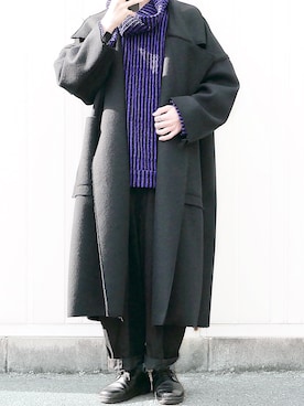 「my beautiful landlet（マイビューティフルランドレット）のアイテム（トレンチコート）」を使った、89さん（メンズ・168cm）の冬コーディネート