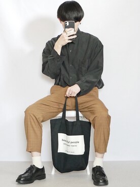 「HARE」｜「アイテム（モカシン/デッキシューズ）」を使った、89さん（メンズ・168cm）の春コーディネート