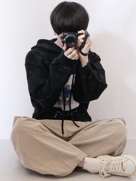 「SHAREEF（シャリーフ）のアイテム（パーカー）」を使った、89さん（メンズ・168cm）の秋コーディネート