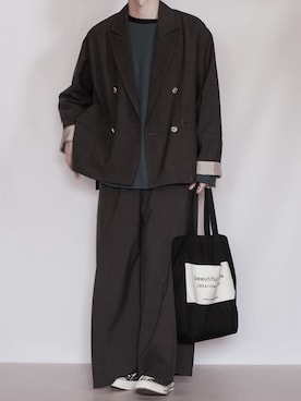 「Quatorze（キャトルズ）のアイテム」を使った、89さん（メンズ・168cm）の春コーディネート