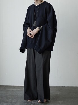 「stein」｜「アイテム（スウェット）」を使った、89さん（メンズ・168cm）の春コーディネート
