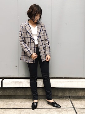 「PAGEBOY（ページボーイ）のハートネックリブトップス（Tシャツ/カットソー）」を使った、Naoさん（レディース・158cm）の秋コーディネート