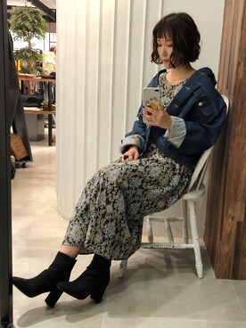 「レトロワンピース」｜「アイテム（ジャケット/アウター）」を使った、Naoさん（レディース・158cm）の秋コーディネート