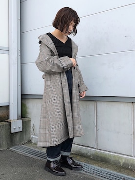 「秋のブラウンスタイル」｜「アイテム（トレンチコート）」を使った、Naoさん（レディース・158cm）の秋コーディネート