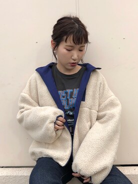「ロックT」｜「アイテム（ブルゾン）」を使った、Naoさん（レディース・158cm）の秋コーディネート
