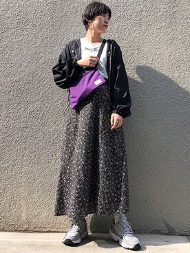 「小花柄」｜「アイテム（その他アウター）」を使った、Naoさん（レディース・158cm）の春コーディネート