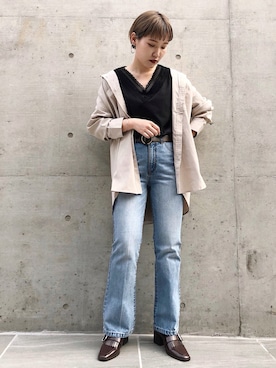 「スカラップ」｜「アイテム（ローファー）」を使った、Naoさん（レディース・158cm）の春コーディネート