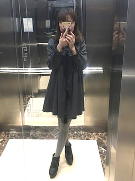 「Honeys（ハニーズ）のアイテム（ブーティ）」を使った、臧金色さん（レディース・163cm）の冬コーディネート