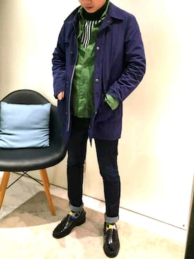 「GU（ジーユー）のアイテム（ピーコート）」を使った、Alv. さん（メンズ・167cm）の冬コーディネート