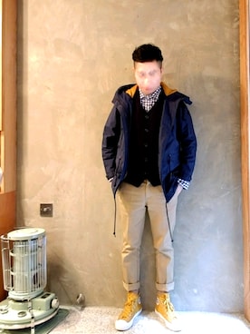 「AIGLE（エーグル）のアイテム（トレンチコート）」を使った、Alv. さん（メンズ・167cm）の冬コーディネート