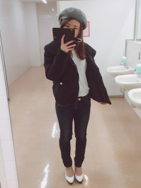 「merry jenny（メリージェニー）のアイテム（ダウンジャケット/コート）」を使った、minamiさん（レディース・156cm）の秋コーディネート
