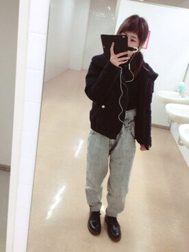 「merry jenny（メリージェニー）のアイテム（ダウンジャケット/コート）」を使った、minamiさん（レディース・156cm）の冬コーディネート