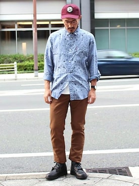 「HIDE AND SEEK（ハイドアンドシーク）のアイテム」を使った、タータスストアー大阪さん（メンズ・174cm）の秋コーディネート