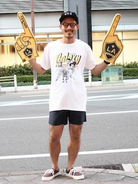 「Champion（チャンピオン）のアイテム（レッグウェア）」を使った、タータスストアー大阪さん（メンズ・174cm）の夏コーディネート