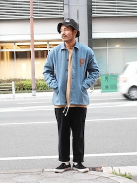 「Champion（チャンピオン）のアイテム（レッグウェア）」を使った、タータスストアー大阪さん（メンズ・174cm）の冬コーディネート