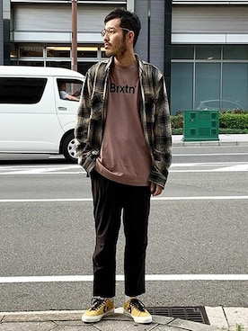 「mellow people（メローピープル）のアイテム」を使った、タータスストアー大阪さん（メンズ・174cm）の秋コーディネート