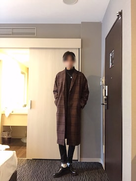「SITRY（シトリー）のアイテム（チェスターコート）」を使った、ぽかりさん（メンズ・179cm）の冬コーディネート