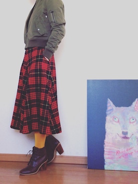 「タータンチェック」｜kii610さん（レディース・161cm）の冬コーディネート