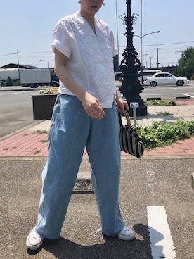 「MARITHE + FRANCOIS GIRBAUD（マリテフランソワジルボー）のアイテム（パンツ）」を使った、kii610さん（レディース・161cm）の夏コーディネート