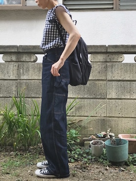 「ギンガムチェックシャツ」｜kii610さん（レディース・161cm・40代）の夏コーディネート