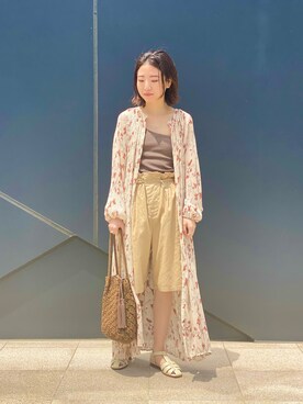 「RODE SKO（ロデスコ）のMARIA タッセルペーパーショルダー（ショルダーバッグ）」を使った、suzukoさん（レディース・152cm）の夏コーディネート