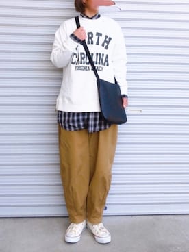 「Samansa Mos2 blue（サマンサモスモスブルー）のアイテム（スウェット）」を使った、♡、。・S♡、。・:*:・さん（レディース・159cm）の春コーディネート