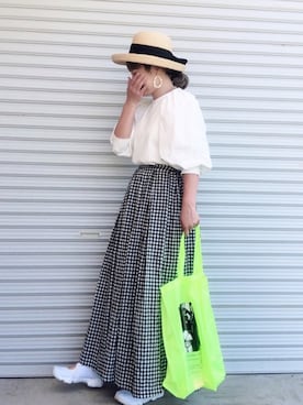 「ウエストイン」｜「アイテム（帽子）」を使った、♡、。・S♡、。・:*:・さん（レディース・159cm）の春コーディネート