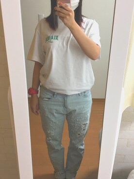「XLARGE（エクストララージ）のS/S TEE SWING（Tシャツ/カットソー、ホワイト系）」を使った、Ｌｉｓａさん（レディース・153cm）の春コーディネート